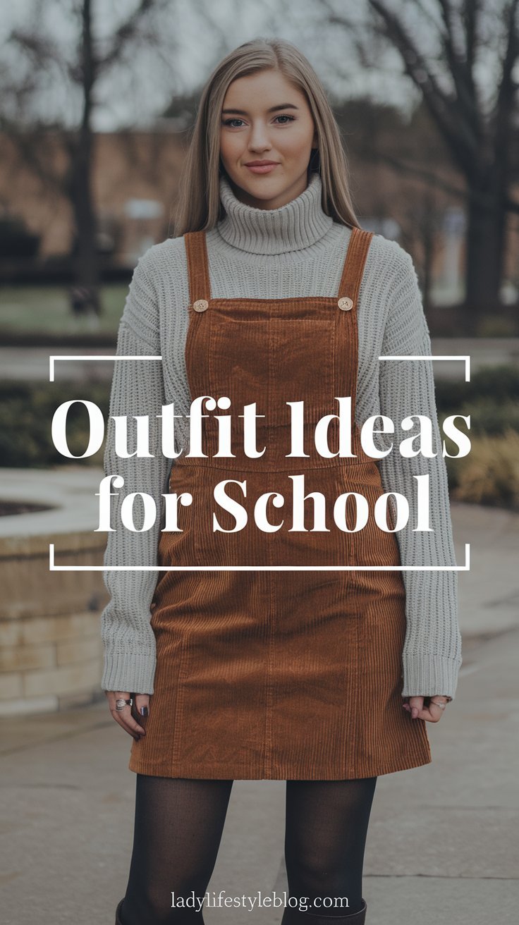 Turtleneck and Pinafore Dress Combo