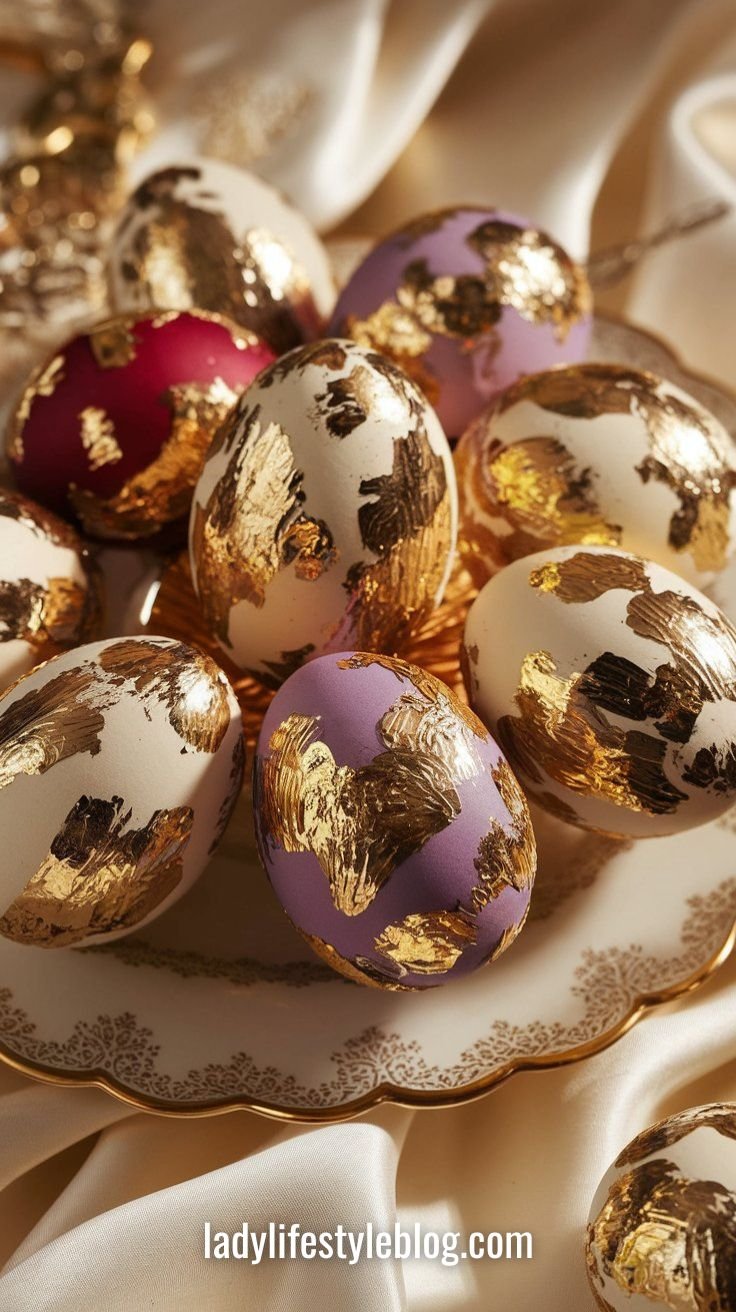 Gold Leaf Glam Easter Egg Designs