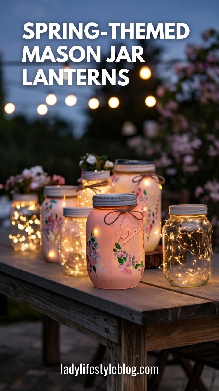 Spring-Themed Mason Jar Lanterns