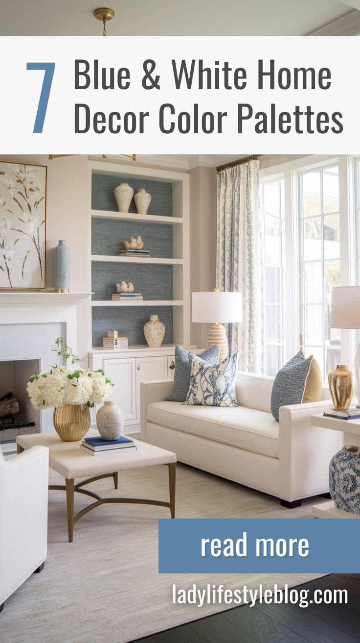 7 Serene Blue & White Home Decor Color Palettes