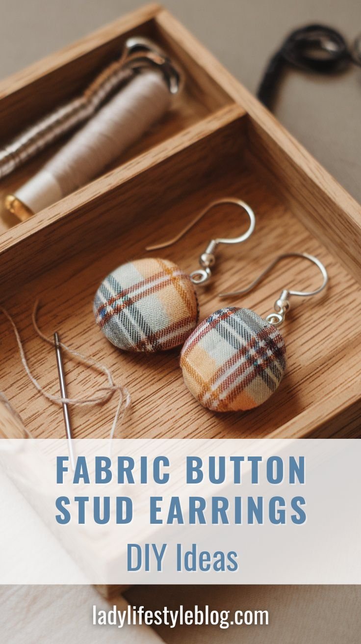 Fabric Button Stud Earrings