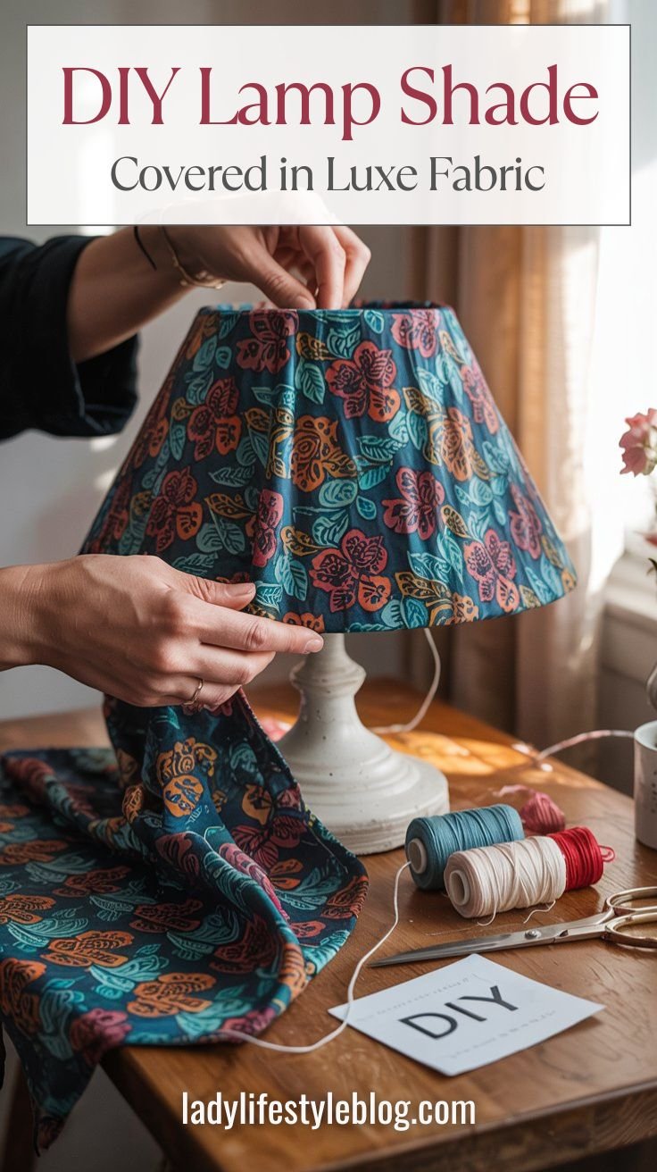 DIY Lamp Shade Covered in Luxe Fabric