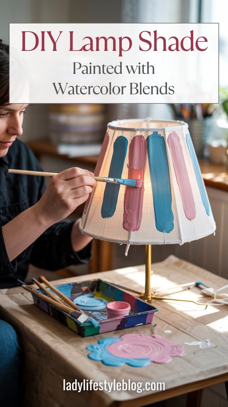 DIY Lamp Shade Painted with Watercolor Blends