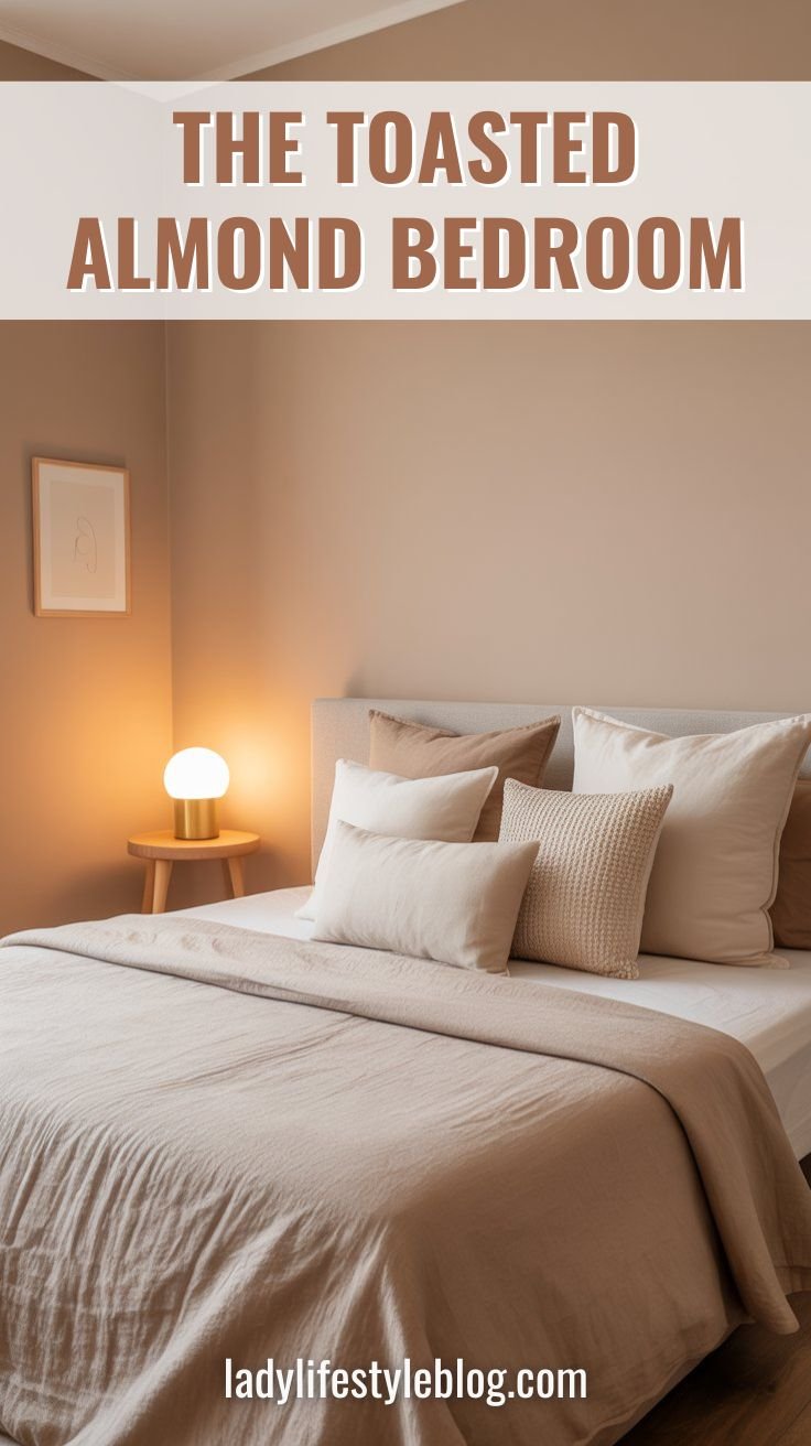 Toasted almond warm neutral cozy bedroom modern minimal