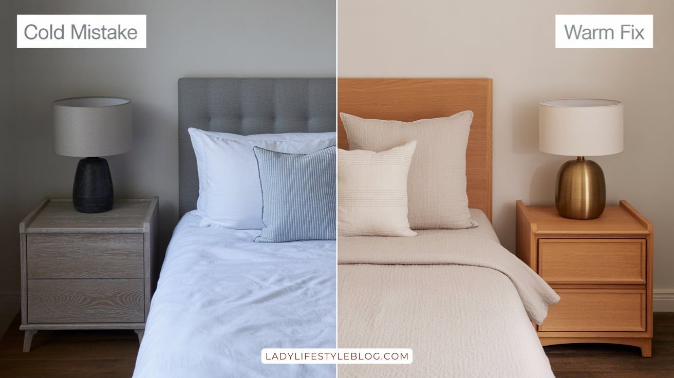 Cold vs warm cozy bedroom side by side comparison